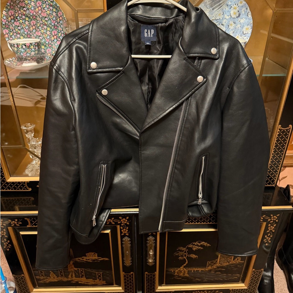 GAP Black Moto-Style Bomber Jacket